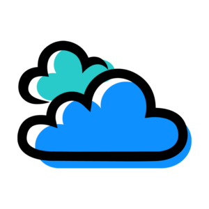 Research icon, a graphic of two clouds.