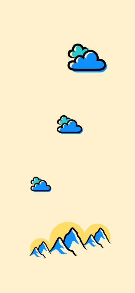 Cloud and mountain icons over a pale yellow background